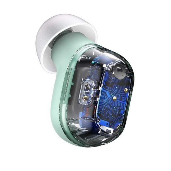Baseus Encok WM01 Bluetooth 5.0 Earphone, Headset, vezeték nélküli töltés funkcióval, világoszöld