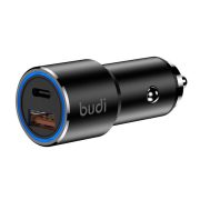   Budi Car Charger autós töltő, QC 3.0 USB-A/USB-C, 36W, fekete