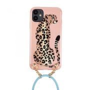   Iphoria iPhone 11 Leopard Lady Nude nyakba akasztós hátlap, tok, mintás, rózsaszín
