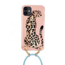   Iphoria  iPhone 12/12 Pro Leopard Lady nyakba akasztós hátlap, tok, mintás, rózsaszín