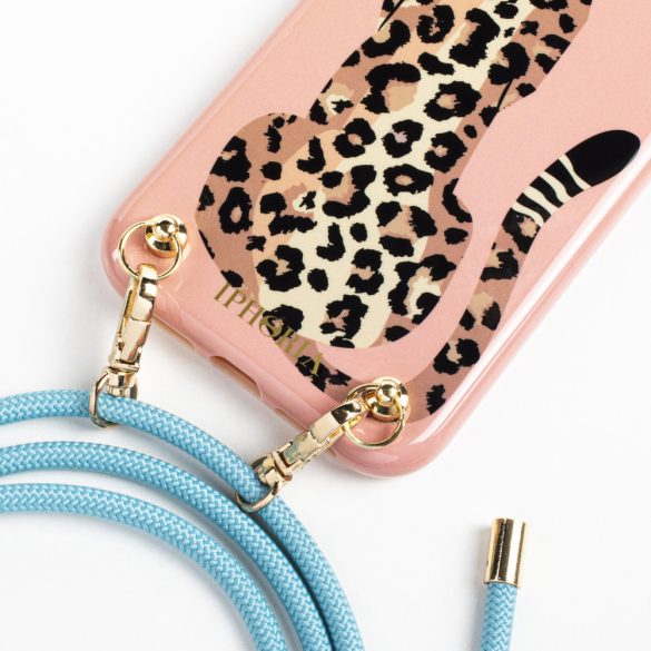Iphoria iPhone 12/12 Pro Leopard Lady nyakba akasztós hátlap, tok, mintás, rózsaszín