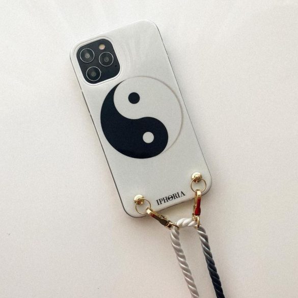 Iphoria iPhone 12/12 Pro Yin Yang iPhone nyakba akasztós hátlap, tok, mintás, fekete-fehér