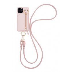   Iphoria iPhone 12/12 Pro Multi-Strap Zip Pocket nyakba akasztós hátlap, tok, rózsaszín 