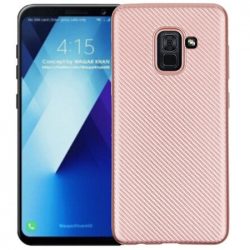   Carbon Fiber Samsung Galaxy A8 (2018) hátlap, tok, rózsaszín