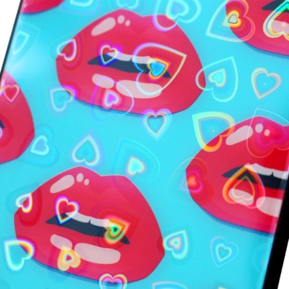 Glass Hearts Lips Samsung Galaxy S9 Plus mintás, hátlap, tok, kék
