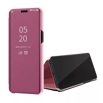   Clear View Case cover Samsung Galaxy A02s oldalra nyíló tok, rozé arany