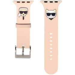   Karl Lagerfeld Apple Watch 2/3/4/5/6/7/Se 42/44/45mm Karl & Choupette szilikon óraszíj, rózsaszín