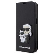   Karl Lagerfeld PU Saffiano Karl and Choupette NFT Book Case iPhone 13 Pro (KLBKP13LSANKCPK) oldalra nyíló, tok, fekete