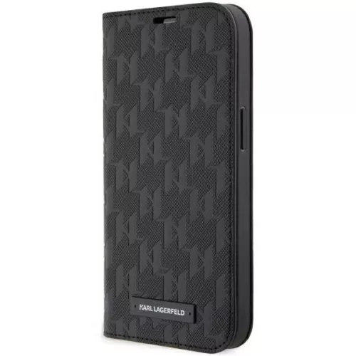 Karl Lagerfeld KLBKP14LSAKLHPK Saffiano Monogram iPhone 14 Pro 6.1" oldalra nyíló tok, fekete