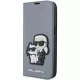 Karl Lagerfeld KLBKP14XSANKCPG Saffiano Karl & Choupette Karl & Choupette iPhone 14 Pro Max 6.7" oldalra nyíló tok, ezüst