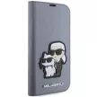 Karl Lagerfeld KLBKP14XSANKCPG Saffiano Karl & Choupette Karl & Choupette iPhone 14 Pro Max 6.7" oldalra nyíló tok, ezüst