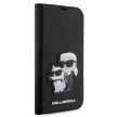 Karl Lagerfeld PU Saffiano Karl and Choupette NFT Book Case iPhone 14 Pro Max (KLBKP14XSANKCPK) oldalra nyíló, tok, fekete