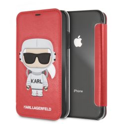  Karl Lagerfeld Cosmonaut iPhone Xr (KLFLBKI61KSCORE) oldalra nyíló, tok, piros