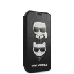 Karl Lagerfeld iPhone 12 Mini 3D Rubber Heads (KLFLBKSP12SFKICKC) oldalra nyíló tok, fekete