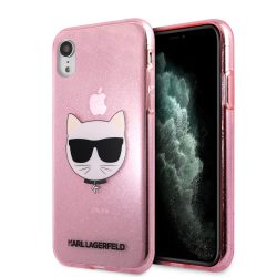   Karl Lagerfeld iPhone Xr Glitter Choupette (KLHCI61CHTUGLP) hátlap, tok, rózsaszín