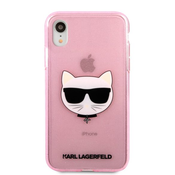 Karl Lagerfeld iPhone Xr Glitter Choupette (KLHCI61CHTUGLP) hátlap, tok, rózsaszín