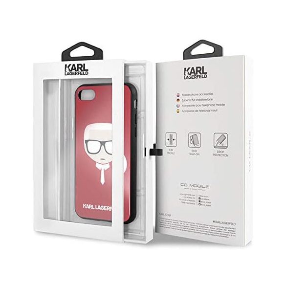 Karl Lagerfeld Iconic Karl"s Head iPhone 6/6S/7/8/SE (2020) (KLHCI8DLHRE) hátlap, tok, piros