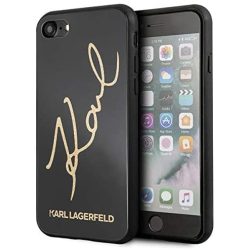   Karl Lagerfeld Hard Case Glitter Signature iPhone 6/6S/7/8/SE (2020) hátlap, tok, fekete