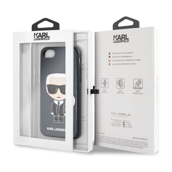 Karl Lagerfeld iPhone 7/8 Embossed Cover (KLHCI8IKPUBL) hátlap, tok, sötétkék