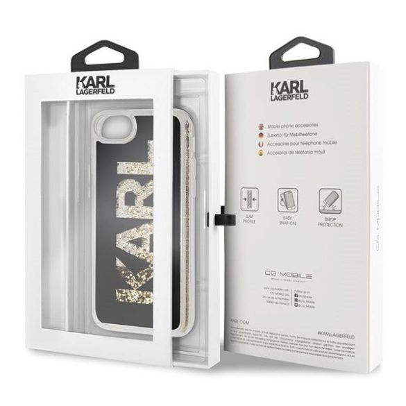 Karl Lagerfeld Karl Logo Glitter iPhone 6/6S/7/8/SE (2020) (KLHCI8KAGBK) hátlap, tok, fekete