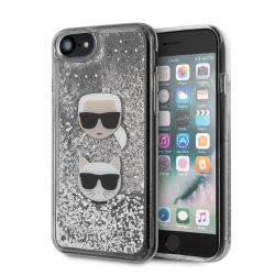   Karl Lagerfeld iPhone 7/8/SE (2020) Karl and Choupette Glitter hátlap, tok, ezüst