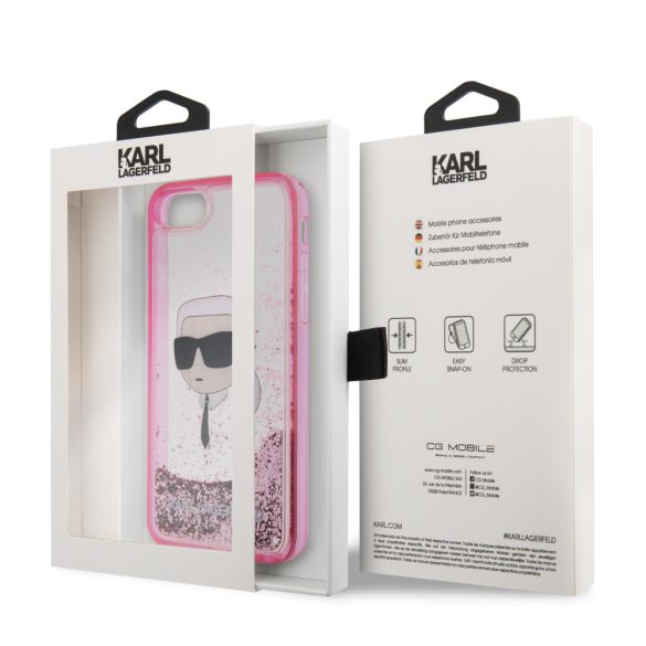 Karl Lagerfeld iPhone 7/8/SE (2020/2022) Glitter Karl Head (KLHCI8LNKHCP) hátlap, tok, rózsaszín
