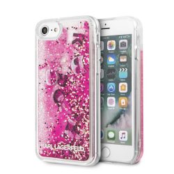   Karl Lagerfeld iPhone 7/8/SE (2020) Floating Charms Liquid Glitter Iconic hátlap, tok, rózsaszín