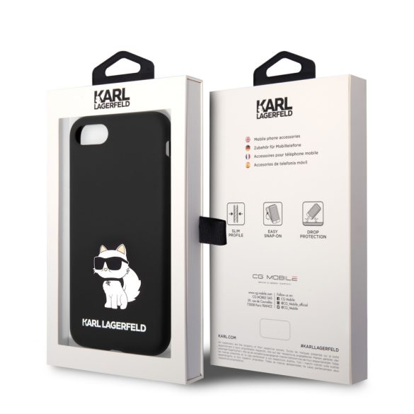 Karl Lagerfeld iPhone 7/8/SE (2020/2022) Silicone Choupette (KLHCI8SNCHBCK) hátlap, tok, fekete
