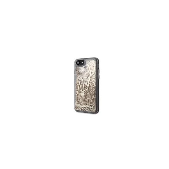 Karl Lagerfeld iPhone 7/8/SE (2020) Liquid Glitter Signature (KLHCI8TRKSGO) hátlap, tok, arany