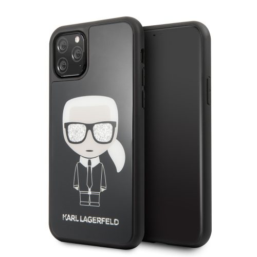 Karl Lagerfeld iPhone 11 Pro Glitter Iconic Full Body (KLHCN58DLFKBK) hátlap, tok, fekete
