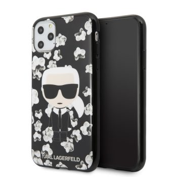   Karl Lagerfeld iPhone 11 Pro Flower Karl Iconic (KLHCN58FLFBBK) hátlap, tok, fekete