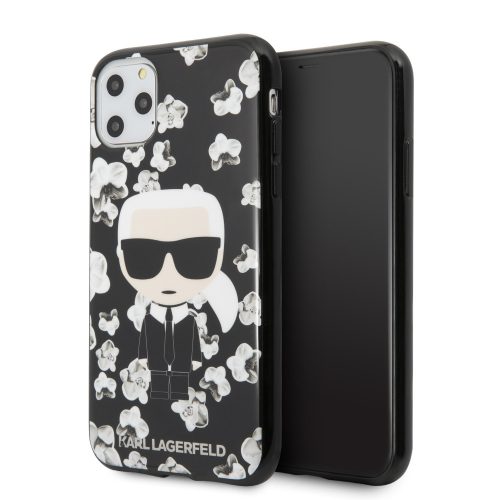 Karl Lagerfeld iPhone 11 Pro Flower Karl Iconic (KLHCN58FLFBBK) hátlap, tok, fekete