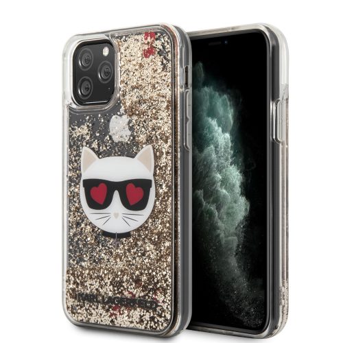 Karl Lagerfeld iPhone 11 Pro Karl and Choupette Glitter (KLHCN58LCGLGO) hátlap, tok, arany