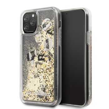   Karl Lagerfeld iPhone 11 Pro Floating Charms Liquid Glitter Iconic (KLHCN58ROGO) hátlap, tok, arany
