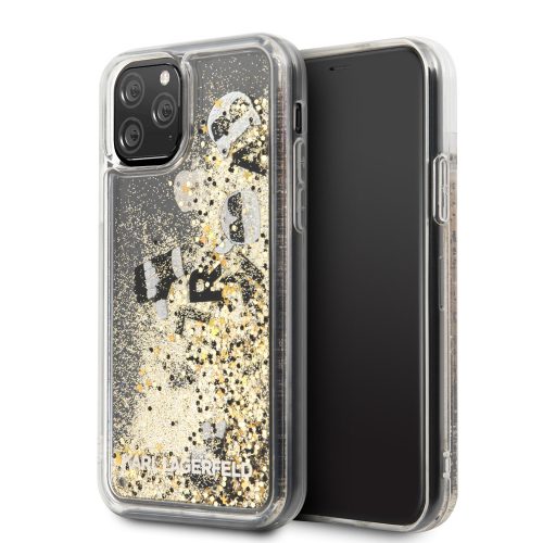 Karl Lagerfeld iPhone 11 Pro Floating Charms Liquid Glitter Iconic (KLHCN58ROGO) hátlap, tok, arany