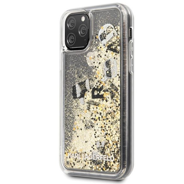 Karl Lagerfeld iPhone 11 Pro Floating Charms Liquid Glitter Iconic (KLHCN58ROGO) hátlap, tok, arany