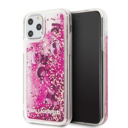   Karl Lagerfeld iPhone 11 Pro Floating Charms Liquid Glitter Iconic hátlap, tok, rózsaszín