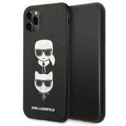   Karl Lagerfeld iPhone 11 Pro Saffiano Karl & Choupette Head (KLHCN58SAKICKCBK) hátlap, tok, fekete