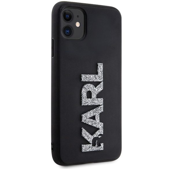 Karl Lagerfeld iPhone 11/Xr 3D Rubber Glitter Logo (KLHCN613DMBKCK) hátlap, tok, fekete