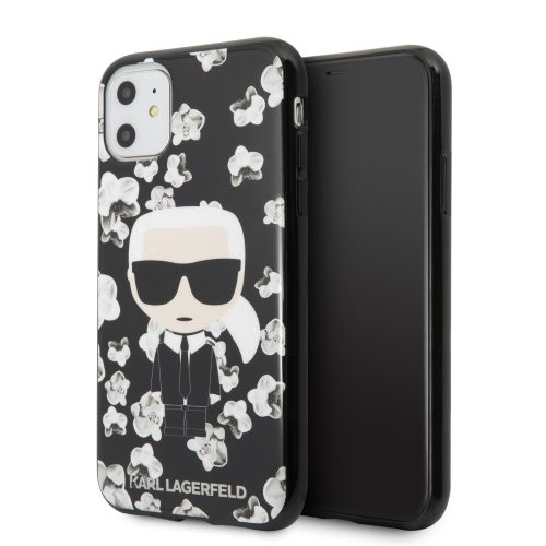 Karl Lagerfeld iPhone 11 Flower Karl Iconic (KLHCN61FLFBBK) hátlap, tok, fekete