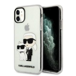   Karl Lagerfeld iPhone 11 Iconic Glitter Karl & Choupette (KLHCN61HNKCTGT) hátlap, tok, átlátszó