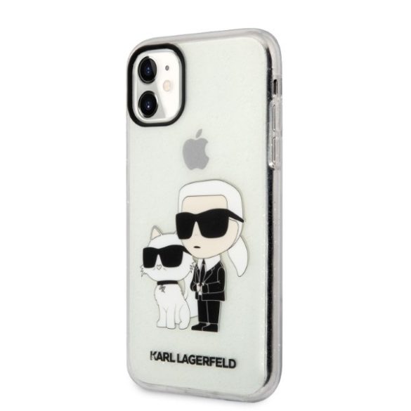 Karl Lagerfeld iPhone 11 Iconic Glitter Karl & Choupette (KLHCN61HNKCTGT) hátlap, tok, átlátszó