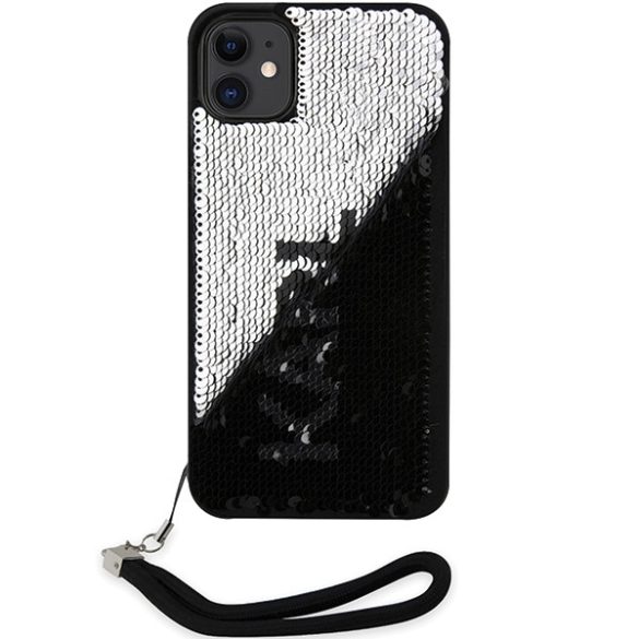 Karl Lagerfeld iPhone 11/Xr Sequins Cord (KLHCN61PSQRKS) hátlap, tok, ezüst