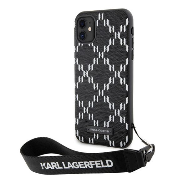 Karl Lagerfeld iPhone 11/Xr Monogram Losange Saffiano (KLHCN61SAKLMBSK) hátlap, tok, fekete