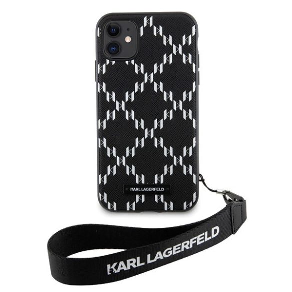 Karl Lagerfeld iPhone 11/Xr Monogram Losange Saffiano (KLHCN61SAKLMBSK) hátlap, tok, fekete