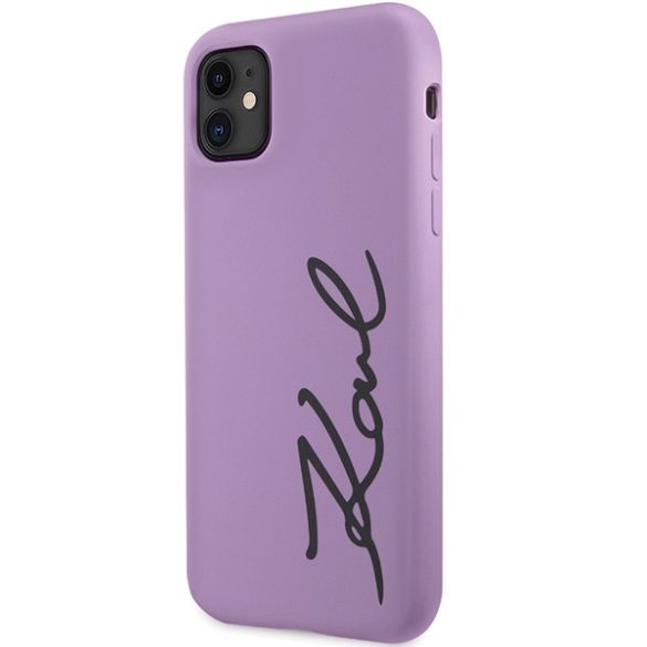 Karl Lagerfeld iPhone 11/Xr Silicone Signature (KLHCN61SKSVGU) hátlap, tok, lila