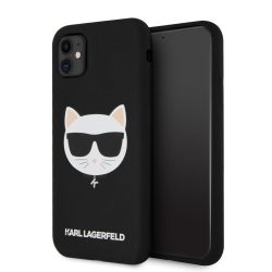   Karl Lagerfeld iPhone 11 Choupette Head Silicone hátlap, tok, fekete