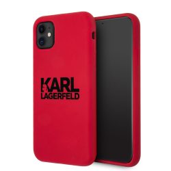   Karl Lagerfeld iPhone 11 Stack Black Logo Silicone hátlap, tok, piros