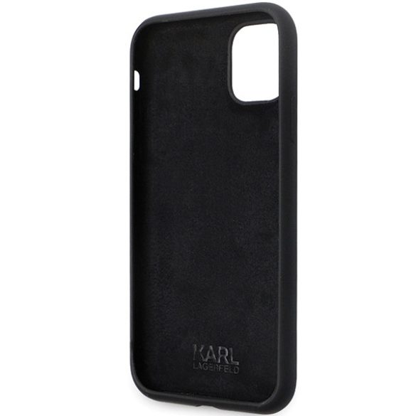 Karl Lagerfeld iPhone 11/XR Silicone Ikonik Metal Pin (KLHCN61SMHKNPK) hátlap, tok, fekete