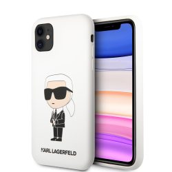   Karl Lagerfeld iPhone 11 Liquid Silicone Iconic (KLHCN61SNIKBCH) hátlap, tok, fehér